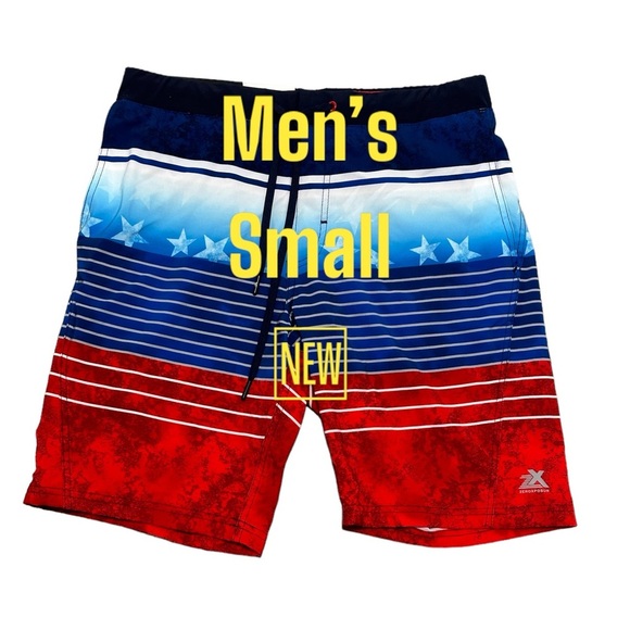 Men's Zeroxposur Small Swim Drawstring Shorts Trunks Hybrid Black Elastic Waist - Picture 2 of 9